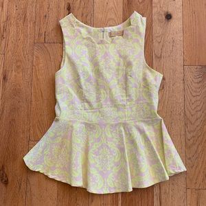 Yellow and Tan Peplum Top